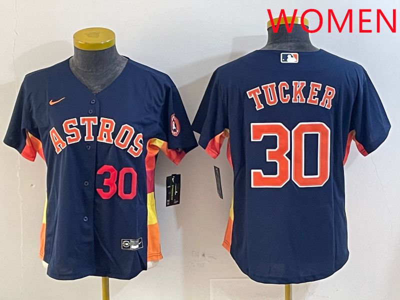 Women Houston Astros #30 Tucker Blue City Edition 2025 Nike MLB Jersey style 3